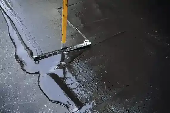 Asphalt crack filling with hot sealant on road
